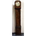 An oak grand daughter clock, H. 151cm.