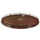 An early 20th century mahogany and brass gallery tray, W. 60cm.