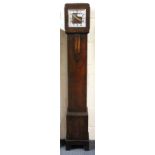 An Art Deco oak grand daughter clock, H. 142cm.