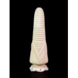 An early 20th century Chinese carved ivory needle case / container, with screw thread lid, naturally