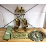 A quantity of brass and glass door furniture and porch lanterns.