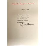 A Katharine Hepburn autographed letter complete with certificate of authenticity.