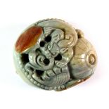 An intricately mixed colour Chinese amulet, H. 5.5cm.