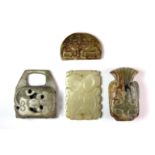 Four mixed early Chinese jade items.