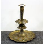 Islamic Interest. A 19th century silver inset Kundica or candle stand, H. 37cm.