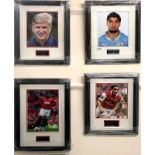 Five framed and autographed photographs of Arsene Wenger, Luis Suarez, Theo Wallcott, Antonio