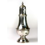 A George VI hallmarked silver sugar caster, S. Blankensee & Sons, Birmingham c. 1938, H. 14cm.