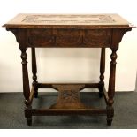 A Victorian carved oak hall table, 83cm x 52cm x 75cm.