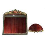 A large 1920's barbola wall mirror, 56cm x 61cm, together with a small barbola fan shaped wall