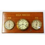 A mahogany wall mounted Lilley & Reynolds tide clock.