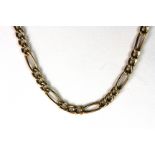 A 9ct yellow gold (stamped 375) figaro chain, L. 50cm.