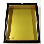 A black lacquered finish jewellery display case, 76cm x 50cm, of graduated depth to 12cm.