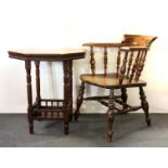 A 19th century captain's chair and an Edwardian side table.