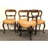 A set of four mid 19th century Cuban mahogany dining chairs.