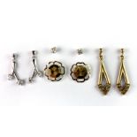 Four pairs of 9ct gold earrings.