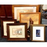 A quantity of mixed pictures, watercolours, oils and prints.