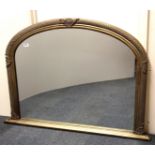 A gilt framed oak over mantle mirror, W. 112cm H. 81cm.