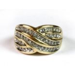 A 9ct yellow gold (stamped 9k) diamond set ring (O.5) (a/f).