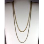 Two 9ct yellow gold chain necklaces (one clasp a/f) (approx. 14.8gr).