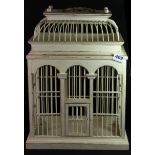 A painted wooden ornamental birdcage, H. 45cm.