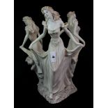 An Art Nouveau style composition figure of Three Dancing Nymphs, H. 37cm.