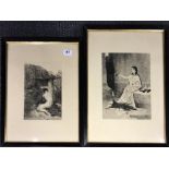 Two framed early 20thC classical engravings, frame size 35cm x 42cm and 36cm x 47cm.