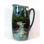 A large Royal Doulton hand painted jug, H. 32cm.