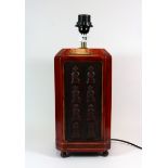 A contemporary Chinese stitched leather decorative table lamp, H. 43cm.