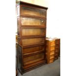 A large oak Globe Wernicke style bookcase, W. 92cm.