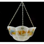 An attractive 1930's hand painted marbled glass light shade, Dia. 34cm.