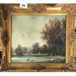 Dion Pears, a gilt framed oil on board, 38cm x 33cm.