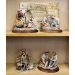 Four limited edition Capo di Monte porcelain figure groups together with three authenticity