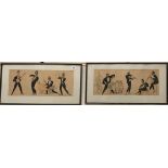 A pair framed Raymond Deery? prints of black Jazz musicians, 72cm x 37cm.