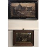 Two early 20th century framed Pre - Raphaelite sepia prints, largest 56cm x 35cm.