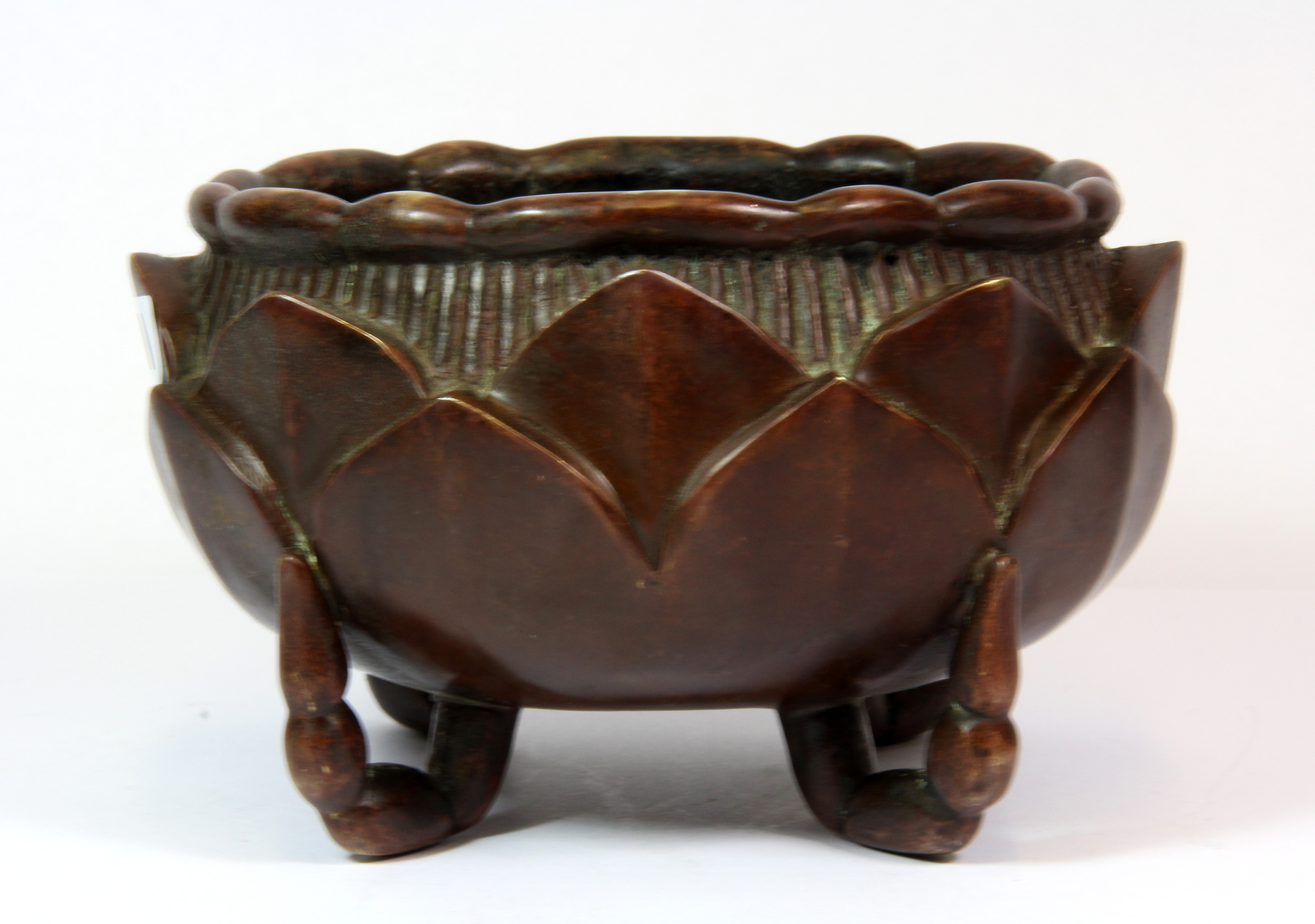 A Chinese cast bronze censer in the form of a lotus, H. 10cm, W. 15cm. - Image 2 of 3