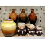 A Shelley ginger jar, a quantity of Goebel Monks and Beswick bird decanters.