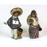 Two Lladro glazed pottery figures of Mexican children, H. 19cm.