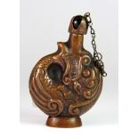 An unusual Chinese hammered copper snuff bottle, H. 9cm.