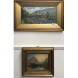 Two gilt framed Highland oils, largest frame size 60cm x 37cm.