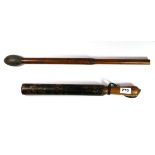 A 19th century truncheon together with a lead mounted koche.