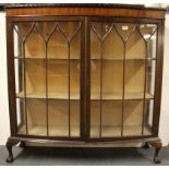 A 1930's ball and claw foot display cabinet, W. 120, H. 126cm.