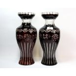 A pair Bohemian cut glass vases, H. 35cm.