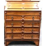 A 1920's oak bureau, W. 80cm.