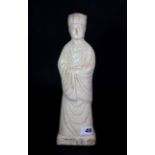 A Chinese cream crackle glazed pottery figure, H. 30cm.