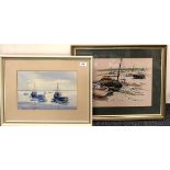 Two framed watercolours of Leigh On Sea by Sheila Appleton & Jean Kevan, 49 x 40cm.