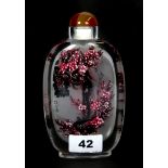 A large Chinese signed inside painted lead crystal snuff bottle, H. 16cm.