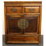 A 19th century Chinese elm wood cabinet, 85 x 39 x 87cm.