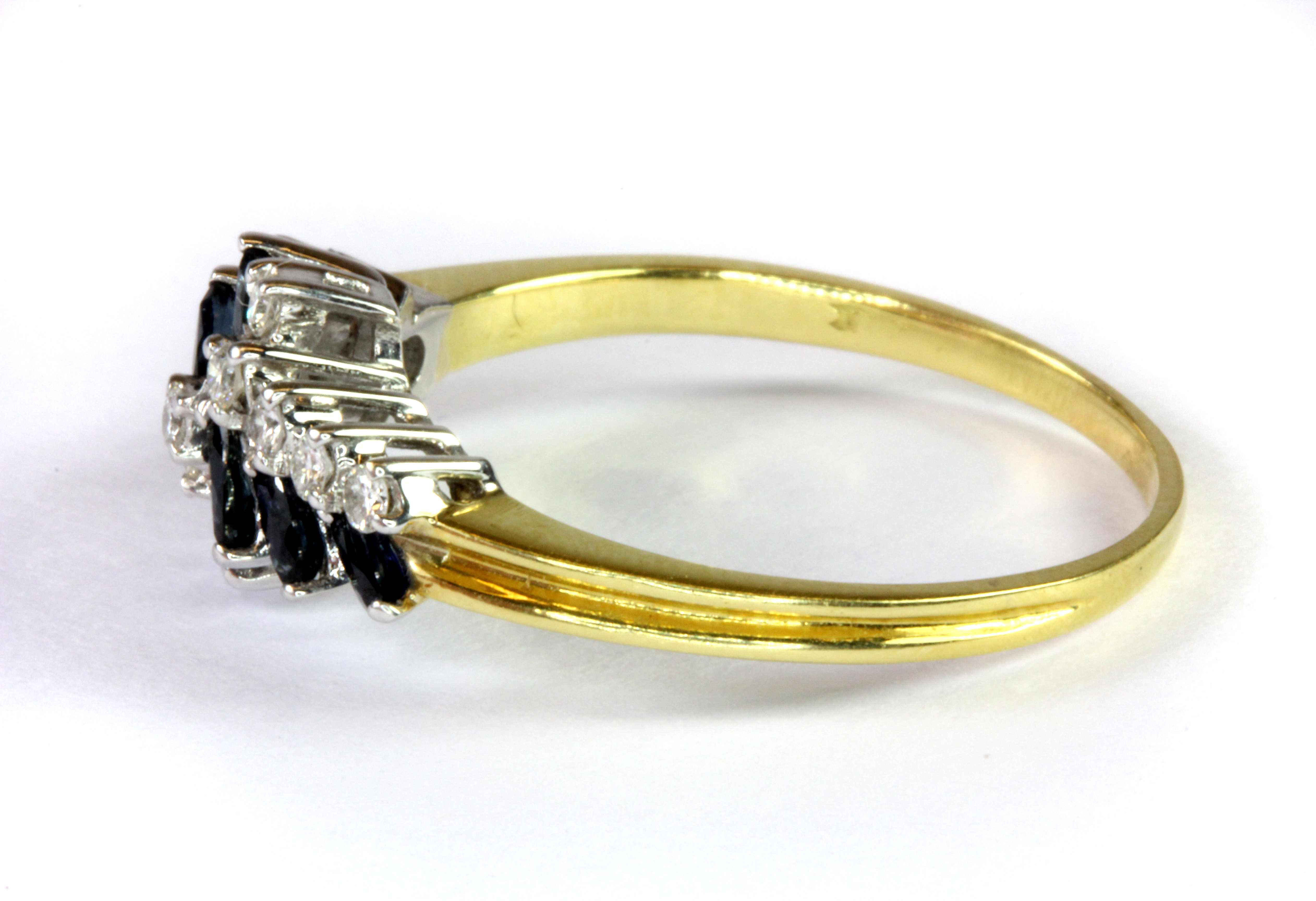 An 18ct yellow gold sapphire and diamond set ring (T). - Image 2 of 2