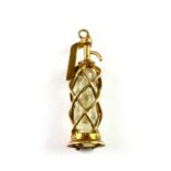 A 9ct yellow gold soda syphon shaped pendant, L. 2.7cm.