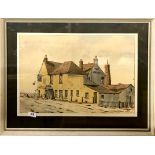 S.G Nevell, a framed signed watercolour of the Wharf public house, 69 x 53cm.